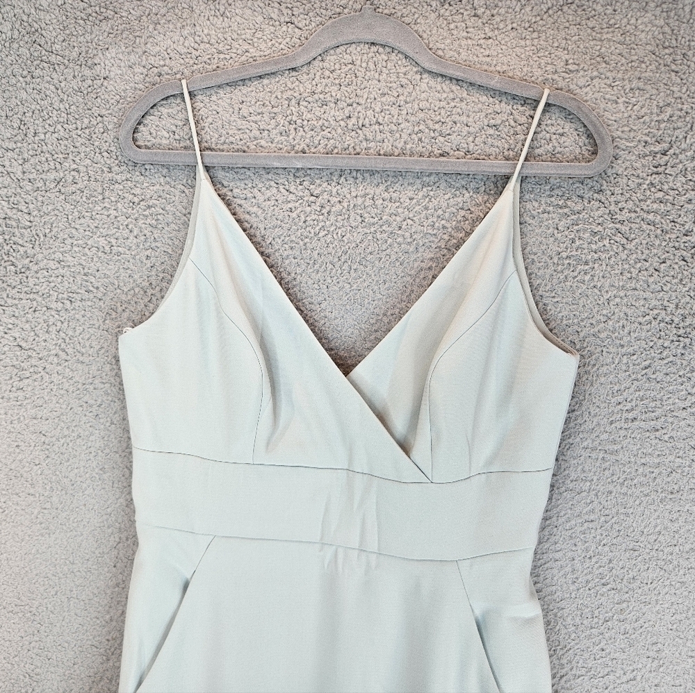 After Six Maxi Dress Womens Sz 10 Willow Green Crepe Pockets Cross Over Front - Picture 3 of 13
